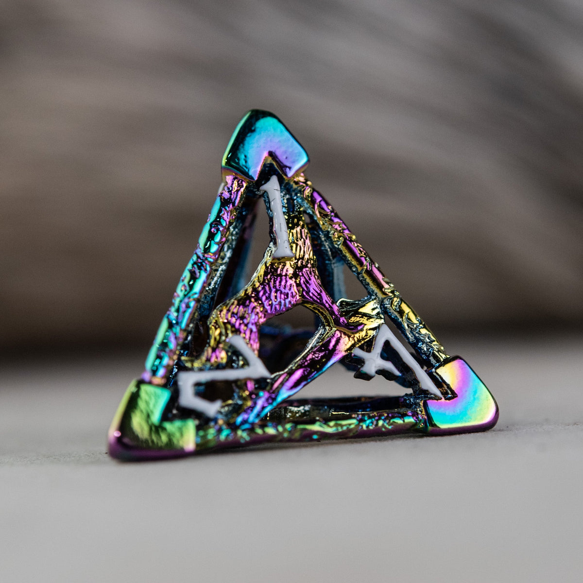 Legends of Valhalla - Iridescent and White Hollow Metal Dice Set
