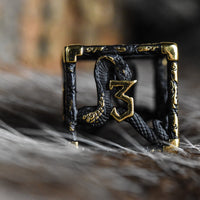 Legends of Valhalla - Matte Black and Gold Hollow Metal Dice Set