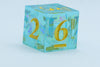Seafoam Sharp Edge Resin d6/d20 -Dice (Seafoam w/Gold Numbers) [subtle imperfection]