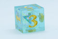 Seafoam Sharp Edge Resin d6/d20 -Dice (Seafoam w/Gold Numbers) [subtle imperfection]