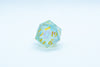 Seafoam Sharp Edge Resin d6/d20 -Dice (Seafoam w/Gold Numbers) [subtle imperfection]