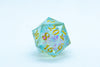 Seafoam Sharp Edge Resin d6/d20 -Dice (Seafoam w/Gold Numbers) [subtle imperfection]