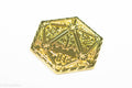 Gold d2 Coin Shaped like d20 Solid Gold Color