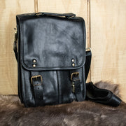 Ultimate Campaign Leather Book Bag - Black