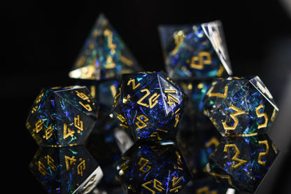 Dark Star Sharp-Edged Resin Dice Set – 7-Piece Polyhedral RPG Dice