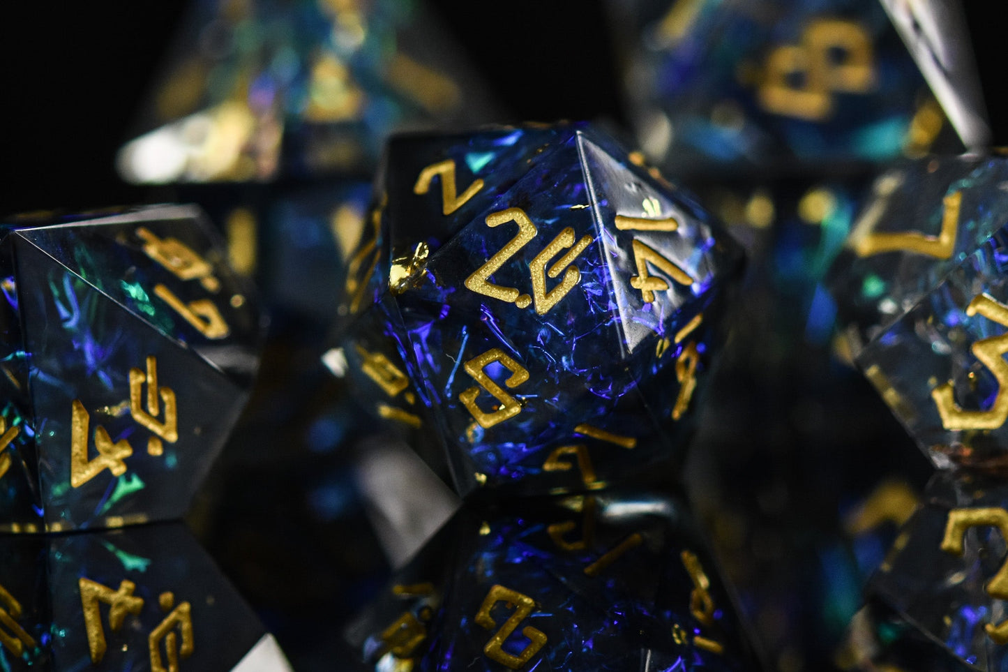 Dark Star Sharp-Edged Resin Dice Set – 7-Piece Polyhedral RPG Dice