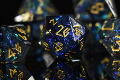 Dark Star Sharp-Edged Resin Dice Set – 7-Piece Polyhedral RPG Dice