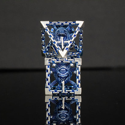 Beholder's Gates Hollow Metal Dice Set - Blue and Silver