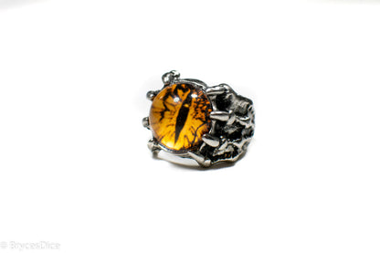 Dragon Eye Ring Silver Metal for Cosplay Game Night Dungeons and Dragons  (purple/blue/red/yellow)
