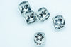Clear w/Black Falling Petals Dice 16mm D6 Flower Dice (sold per die)