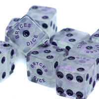 10-Pack BrycesDice 16mm Glitter d6 (Purple) Square Edge