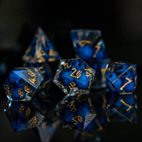 Corpse Blue and Gold Sharp-Edged Resin Dice Set
