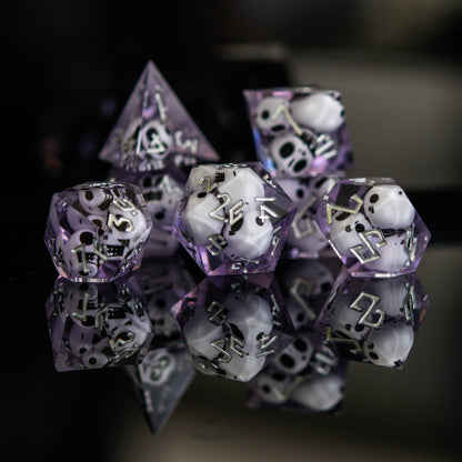 Corpse Lavender Sharp-Edged Resin Dice Set – 7-Piece Polyhedral RPG Dice