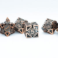 Rustic Copper Deadly Arrow Dice | 7-Dice RPG Set High Visibility