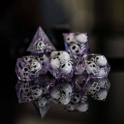 Corpse Lavender Sharp-Edged Resin Dice Set – 7-Piece Polyhedral RPG Dice