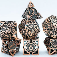 Rustic Copper Deadly Arrow Dice | 7-Dice RPG Set High Visibility