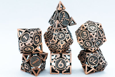 Rustic Copper Deadly Arrow Dice | 7-Dice RPG Set High Visibility