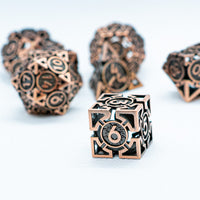 Rustic Copper Deadly Arrow Dice | 7-Dice RPG Set High Visibility