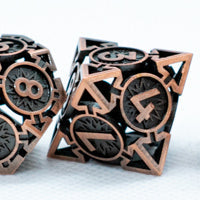 Rustic Copper Deadly Arrow Dice | 7-Dice RPG Set High Visibility