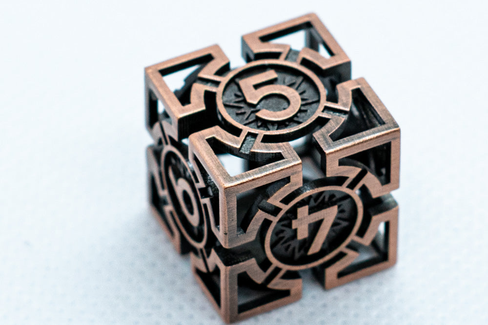 Rustic Copper Deadly Arrow Dice | 7-Dice RPG Set High Visibility