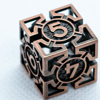 Rustic Copper Deadly Arrow Dice | 7-Dice RPG Set High Visibility