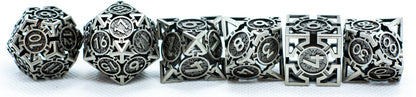 Iron Grey Deadly Arrow Dice | 7-Dice RPG Set High Visibility