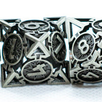Iron Grey Deadly Arrow Dice | 7-Dice RPG Set High Visibility