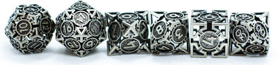 Iron Grey Deadly Arrow Dice | 7-Dice RPG Set High Visibility