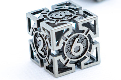 Single d6/d20 Iron Silver Deadly Arrow Dice
