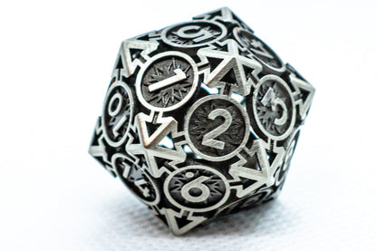 Iron Grey Deadly Arrow Dice | 7-Dice RPG Set High Visibility