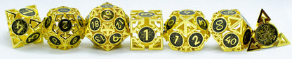 Gold w/Black Deadly Arrow Dice | 7-Dice RPG Set High Visibility