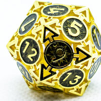 Gold w/Black Deadly Arrow Dice | 7-Dice RPG Set High Visibility