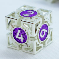Guardian Silver w/Purple Deadly Arrow Dice | 7-Dice RPG Set High Visibility
