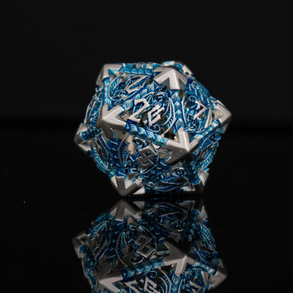 Dragonguard Hollow Metal Dice Set - Azure and Silver