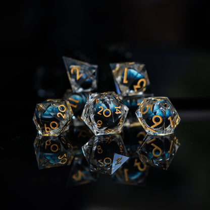 Legacy of Blue Eyes Liquid Core Dice Set – 7-Piece Polyhedral RPG Dice