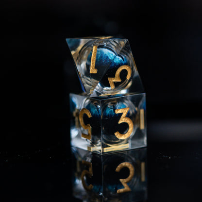 Legacy of Blue Eyes Liquid Core Dice Set – 7-Piece Polyhedral RPG Dice