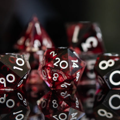 Bloodbath Sharp-Edged Resin Dice Set – 7-Piece Polyhedral RPG Dice