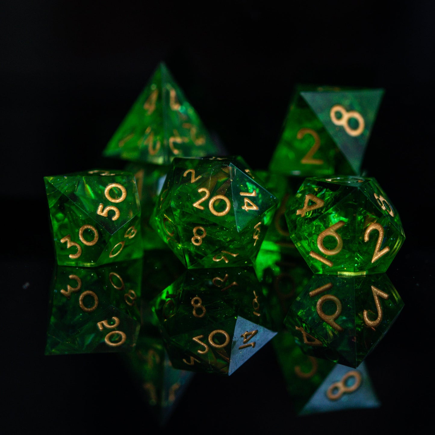 Blood of the Lich Sharp-Edged Resin Dice Set – 7-Piece Polyhedral RPG Dice
