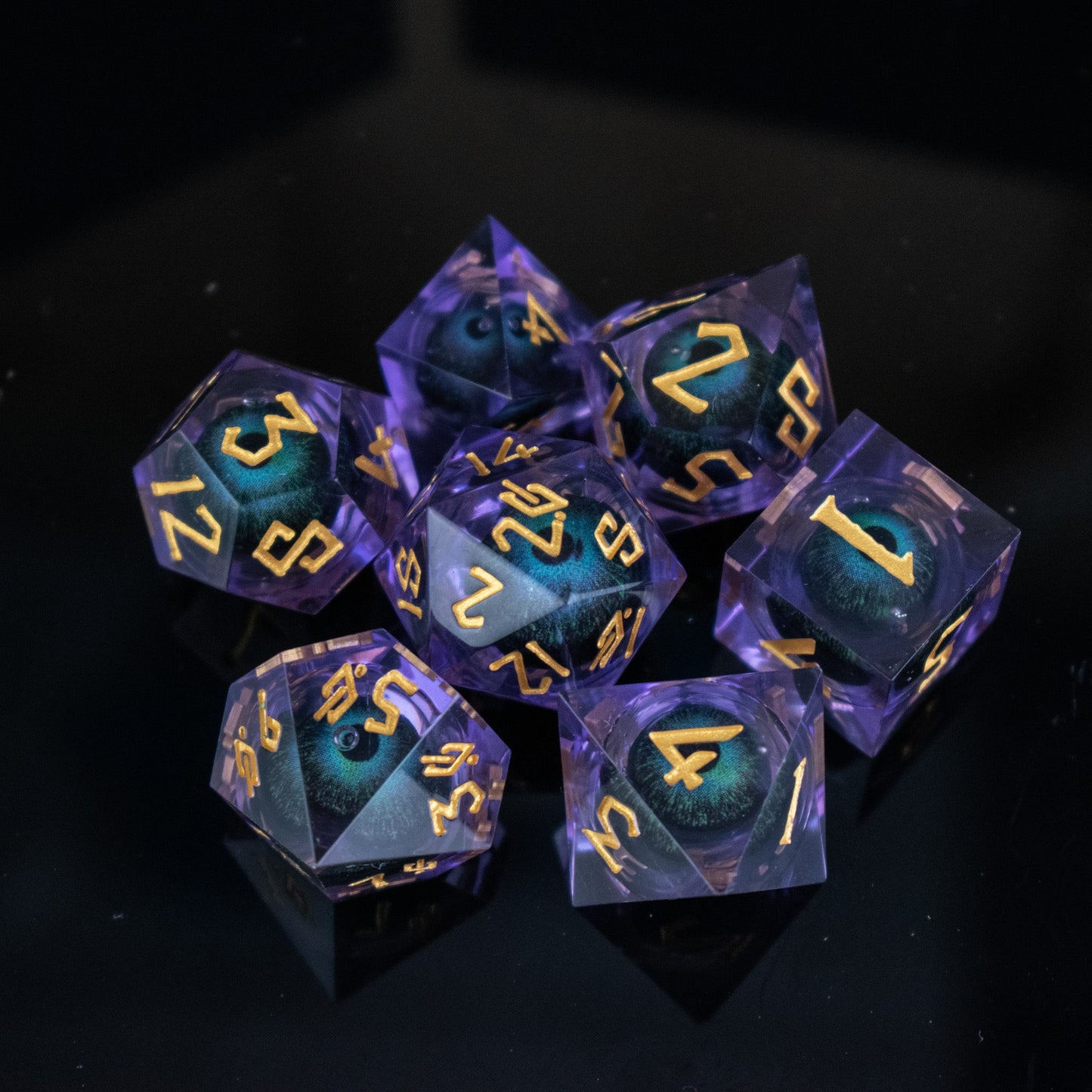 The Omnipotent Liquid Core Dice Set – 7-Piece Polyhedral RPG Dice