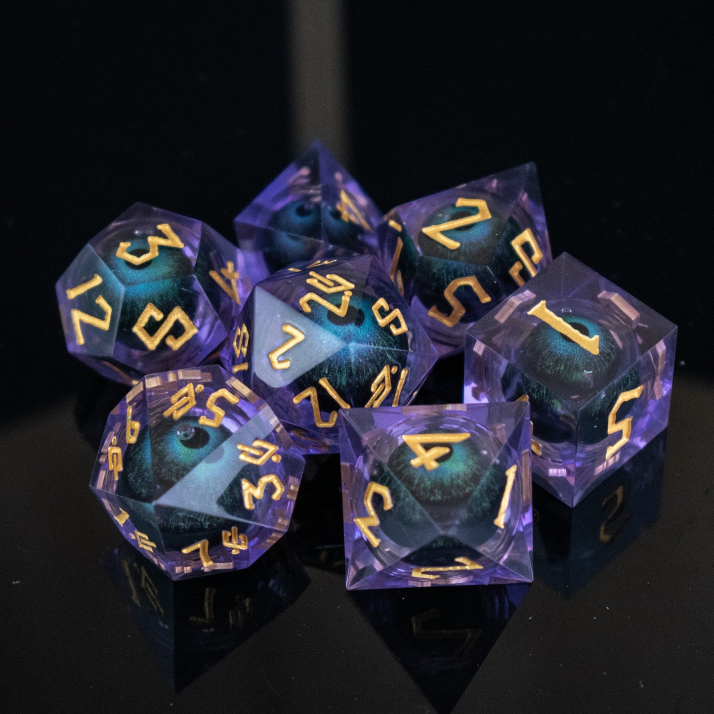 The Omnipotent Liquid Core Dice Set – 7-Piece Polyhedral RPG Dice
