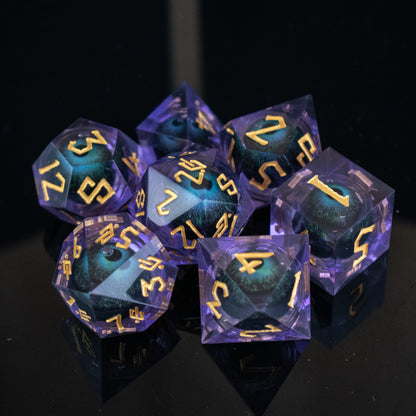 The Omnipotent Liquid Core Dice Set – 7-Piece Polyhedral RPG Dice