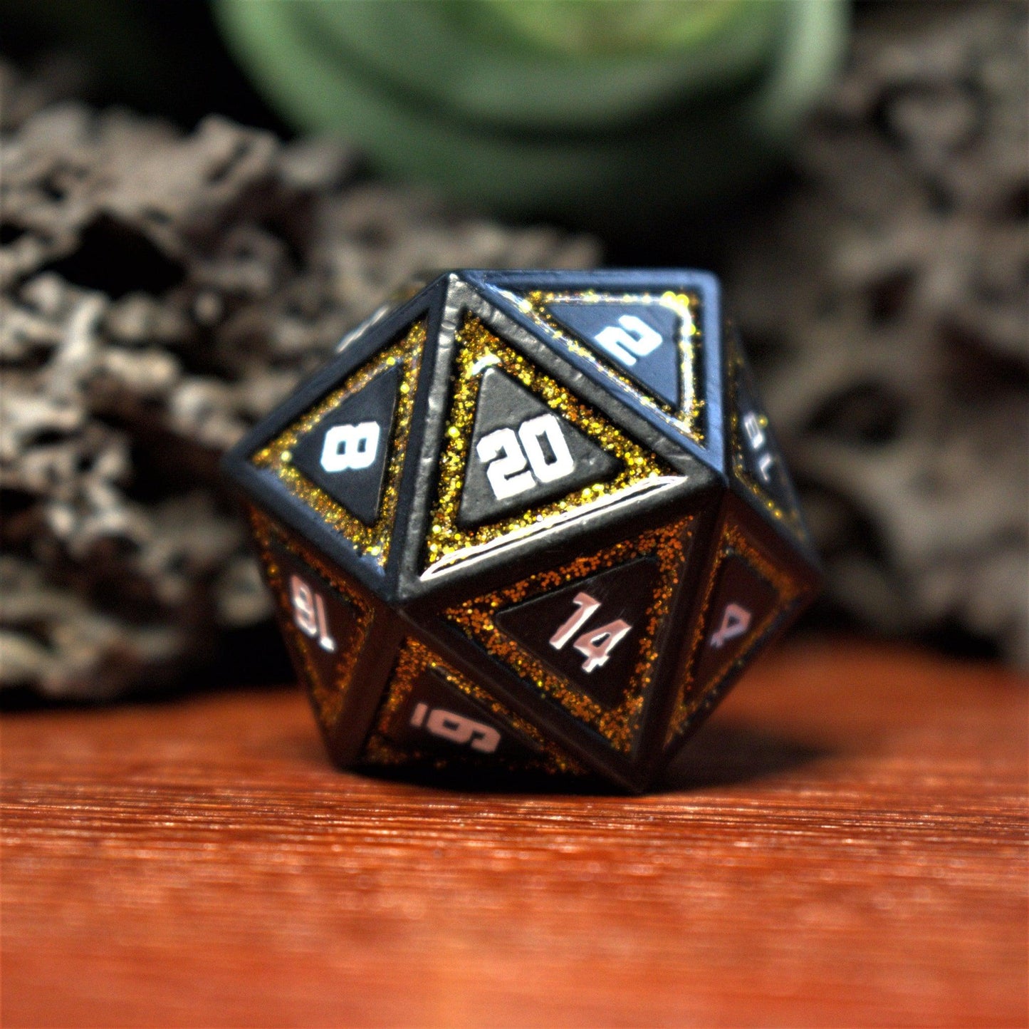 Cleric's Shadow Domain Black & Gold Metal Dice Set – 7-Piece Polyhedral RPG Dice