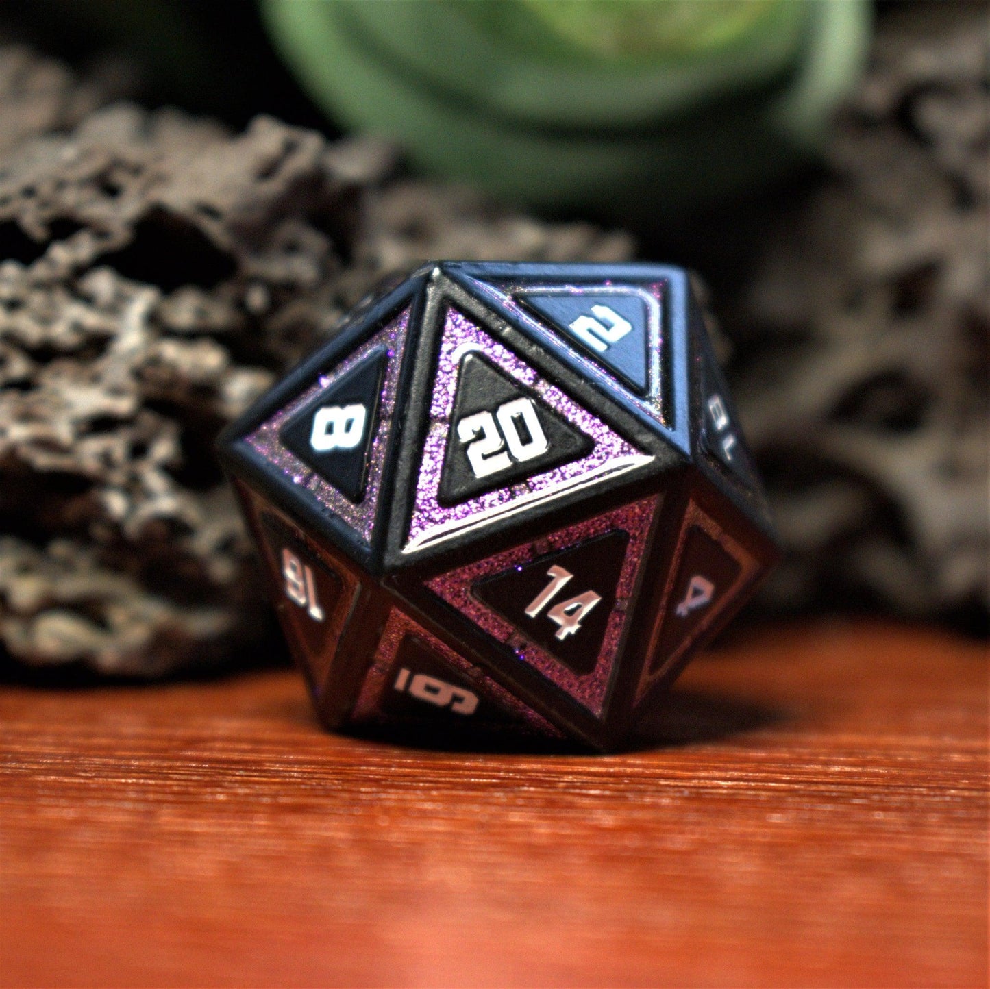 Cleric's Shadow Domain Purple & Matte Black Metal Dice Set – 7-Piece Polyhedral RPG Dice