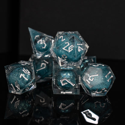 Silent Waters Liquid Core Dice Set – 7-Piece Polyhedral RPG Dice