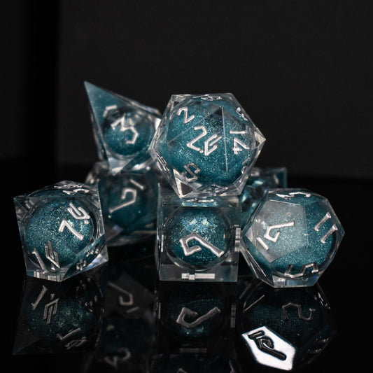 Silent Waters Liquid Core Dice Set – 7-Piece Polyhedral RPG Dice