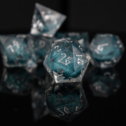 Silent Waters Liquid Core Dice Set – 7-Piece Polyhedral RPG Dice
