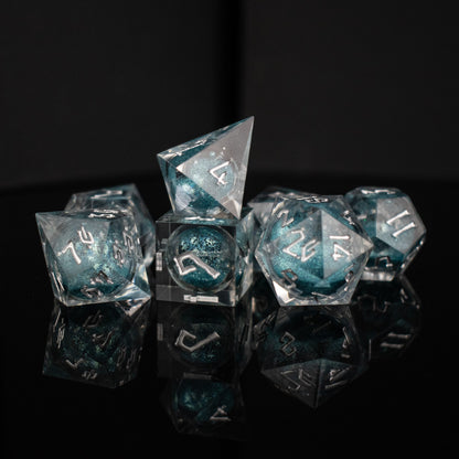 Silent Waters Liquid Core Dice Set – 7-Piece Polyhedral RPG Dice