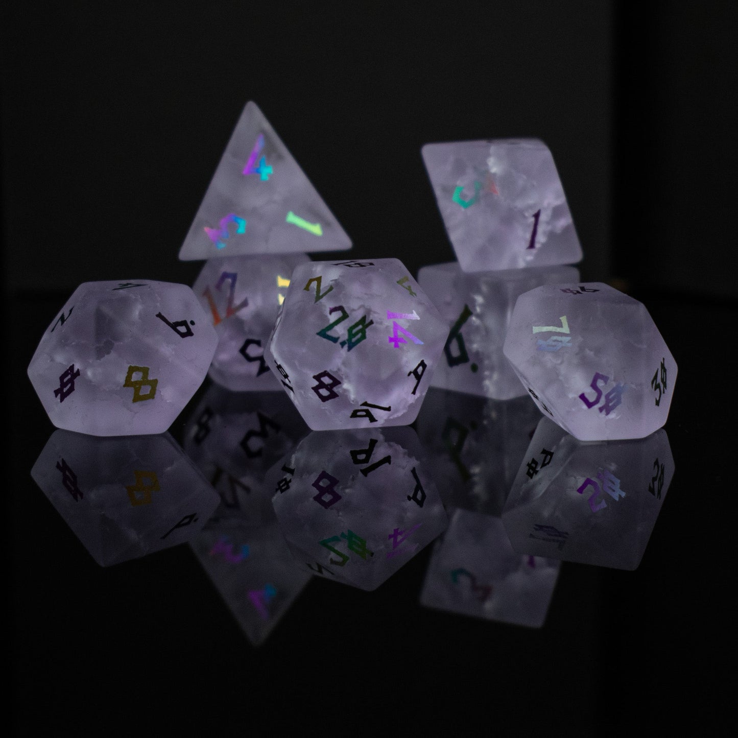 Bifrost Raised Lava Glass Dice Set – 7-Piece Polyhedral RPG Dice