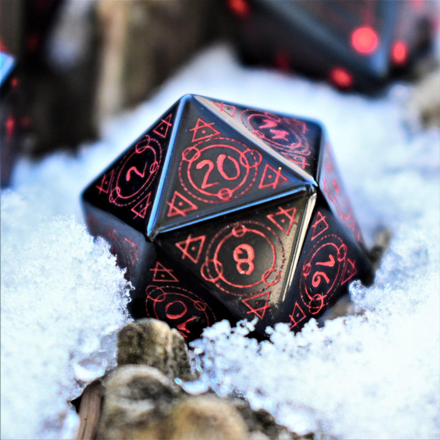 Spellcaster Obsidian Stone Dice Set – 7-Piece Natural Stone RPG Dice