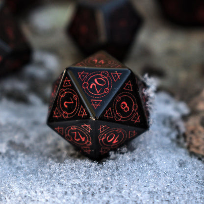Spellcaster Obsidian Stone Dice Set – 7-Piece Natural Stone RPG Dice